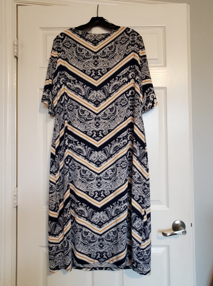 Glamour Split Sleeve Blue Paisley Dress - Picture 6 of 6